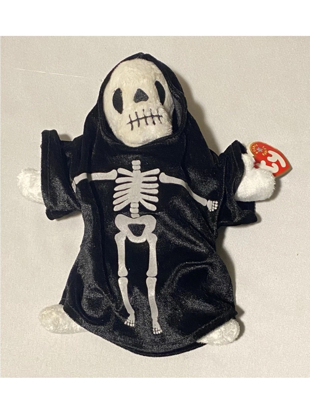 Ty BEANIE BABY Creepers Skeleton Plush Hooded Black Grim Reaper. New